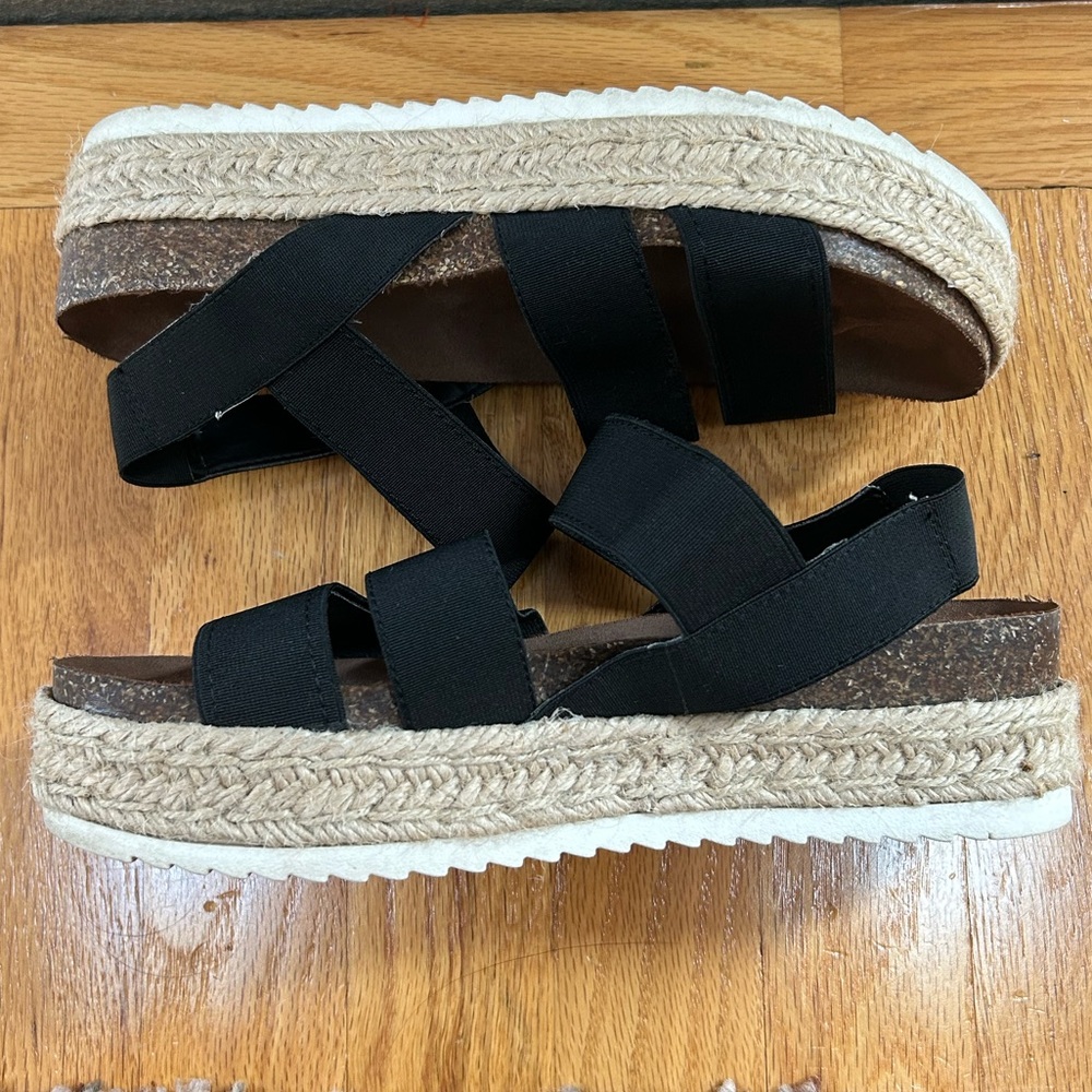 Black Espadrille Platform Sandals